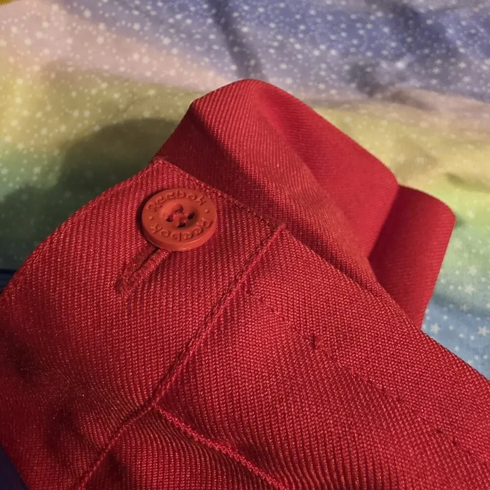 Reebok Women's Red Pleated Skirt Twill Polyester Button Closure Size 12